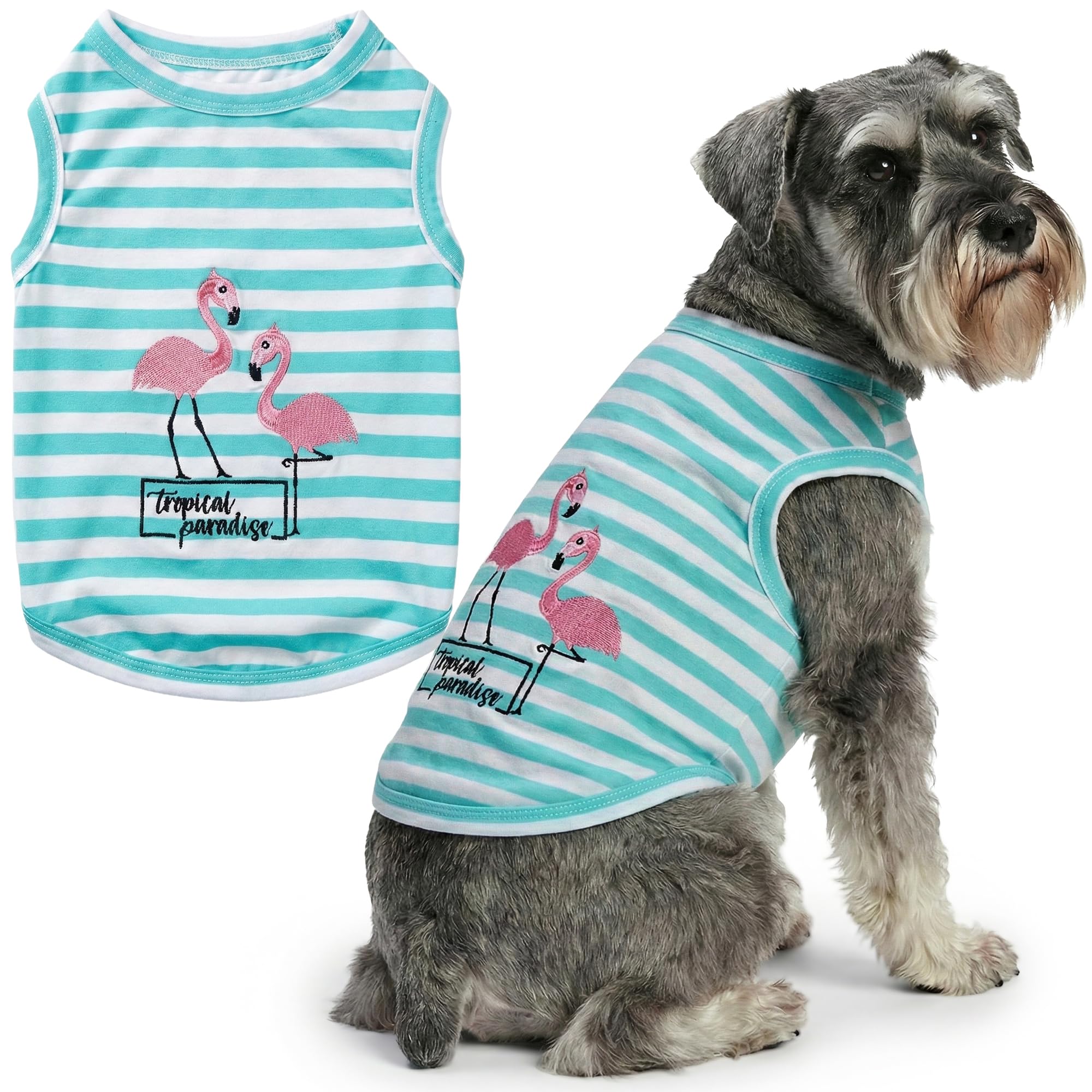 Parisian Pet Flamingos Dog Cat Clothes Tee Shirts Dog T-Shirt, 2XL
