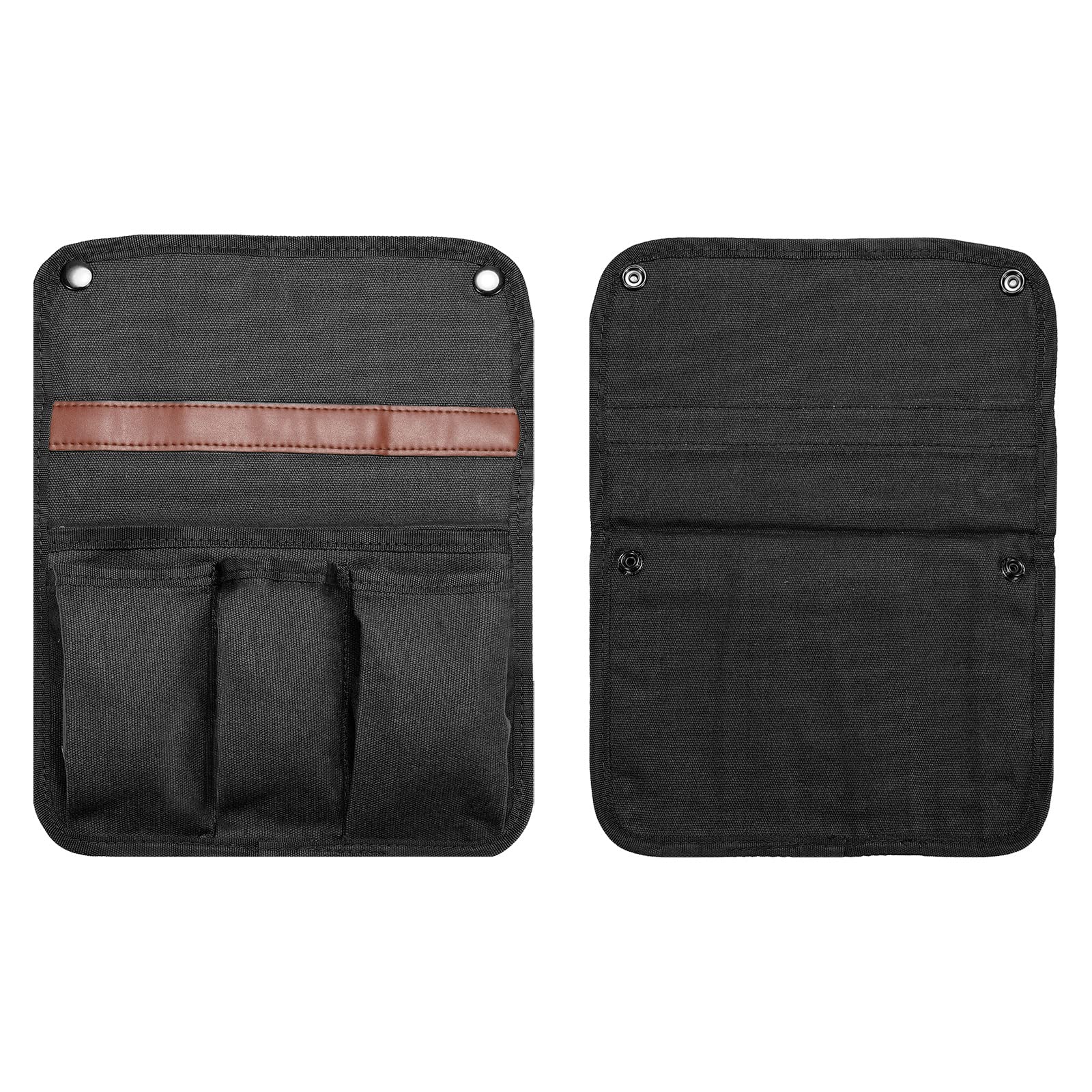 PATIKIL Chair Armrest Organizer, Outdoor Folding Chairs Arm Rest Side Magazines Snacks Bag Waterproof Storage Pouch for Camping, Black