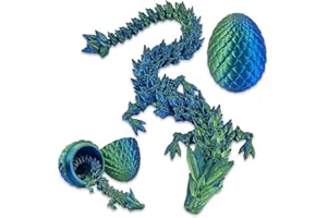 3D Printed Dragon in Egg, Full Articulated Fidget Toys, Easter Basket Stuffers with Surprise Crystal Dragons Inside, Cool 3D 