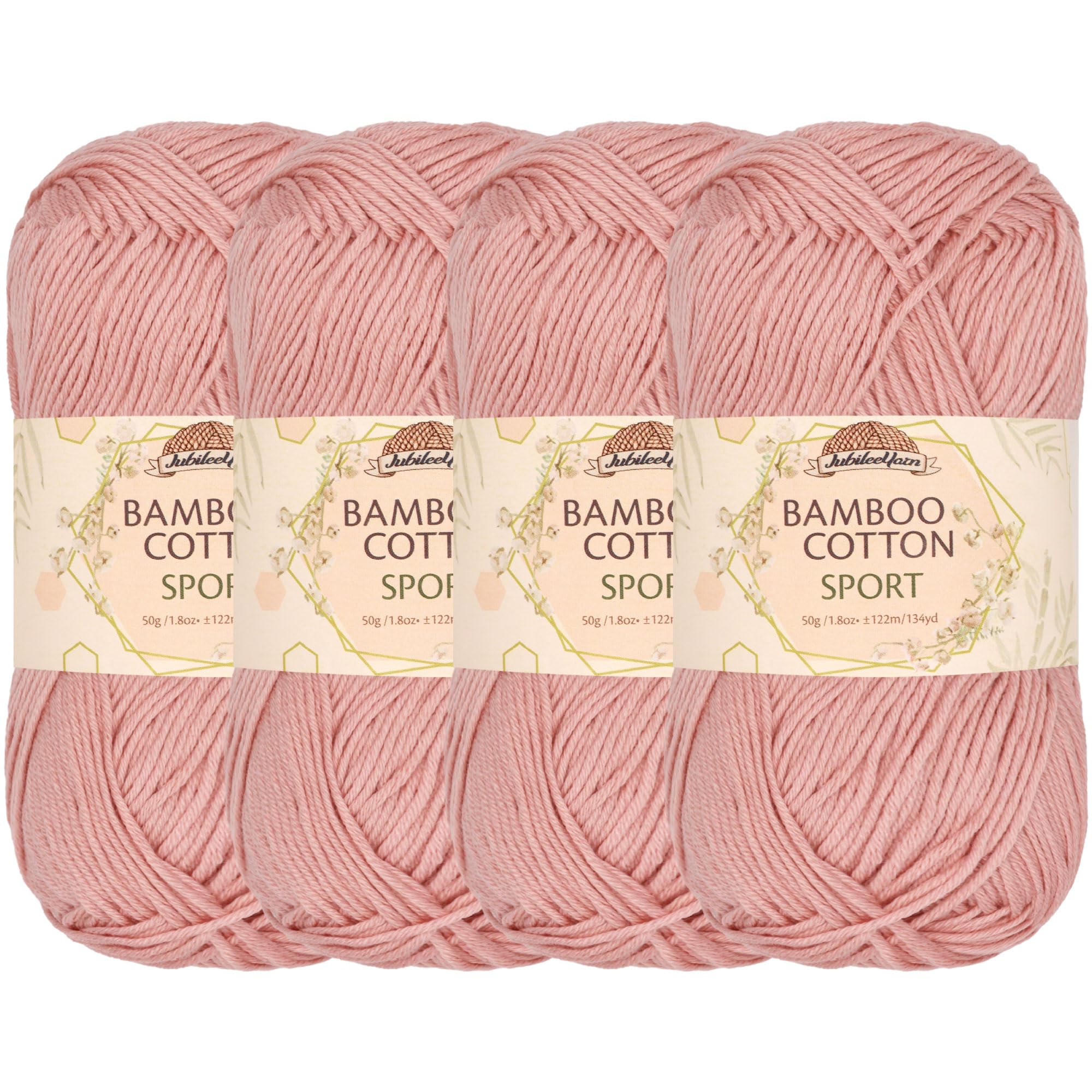 JubileeYarn Bamboo Cotton Sport 4 Ply Yarn - 50g/Skein - Dreamy Blush - 4 Skeins