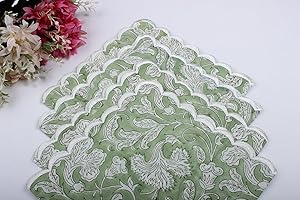 Ridhi Cloth Napkins 100% Pure Cotton Farmhouse Wedding Dinner Napkins for Halloween, Thanksgiving, Holiday Daily Wedding uses Napkins (4-20"x20", Sage Green)