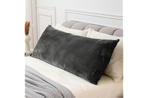 BEDELITE Body Pillow Cover with Zipper Closure, Super Soft and Cozy Fuzzy Fleece Pillowcase 20 x 54 Inches, Luxury Fluffy Plush Long Body Pillow Pillowcase for All Seasons(Dark Gray)