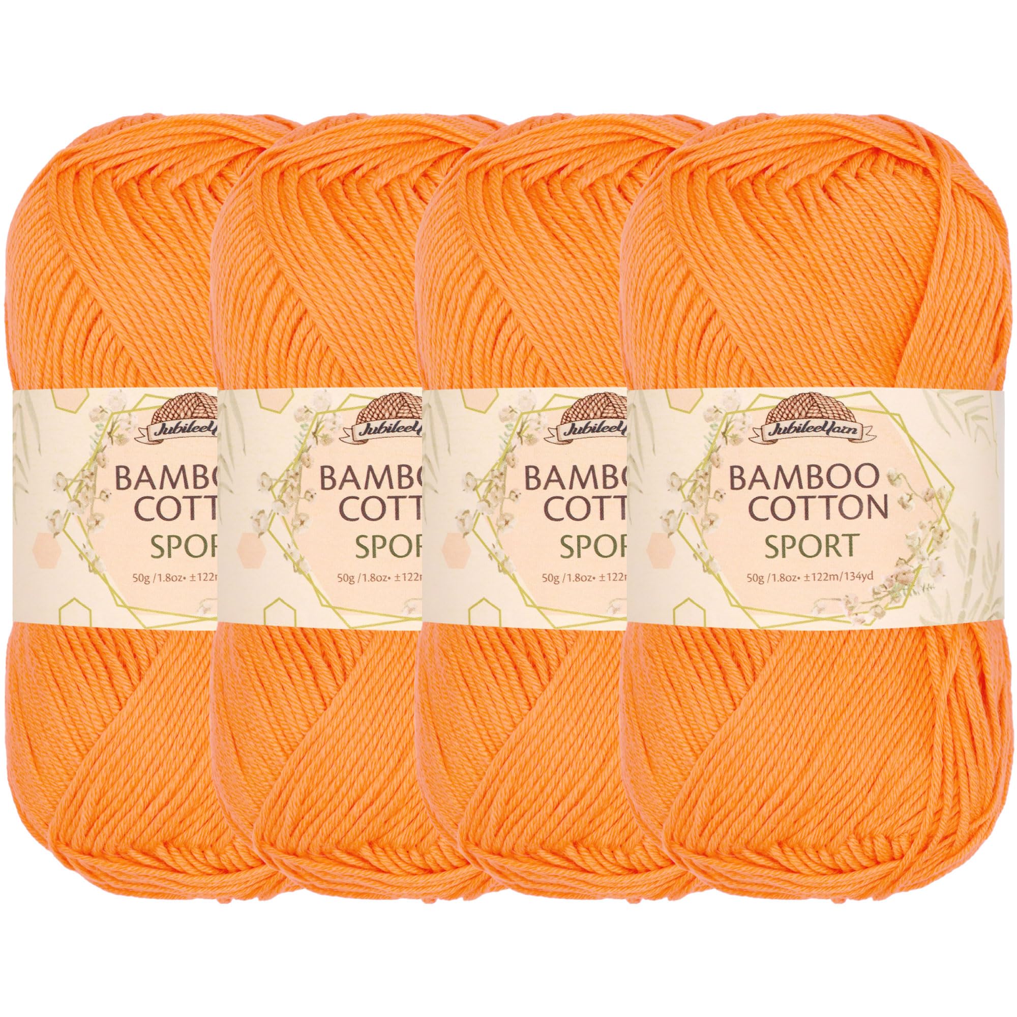 JubileeYarn Bamboo Cotton Sport Yarn - 50g/Skein - Fresh Nectarine - 4 Skeins