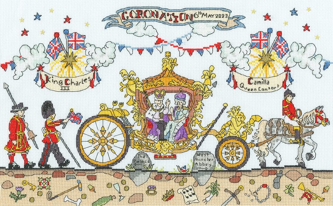 Bothy Threads The Home Of Happy Stitching Counted Cross Stitch Kit - Cut Thru' Coronation Carriage, Blue (XCT40)