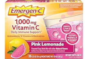 Emergen-C 1000mg Vitamin C Powder, with Antioxidants, B Vitamins and Electrolytes, Immunity Supplements for Immune Support, Caffeine Free Fizzy Drink Mix, Pink Lemonade Flavor - 30 Count