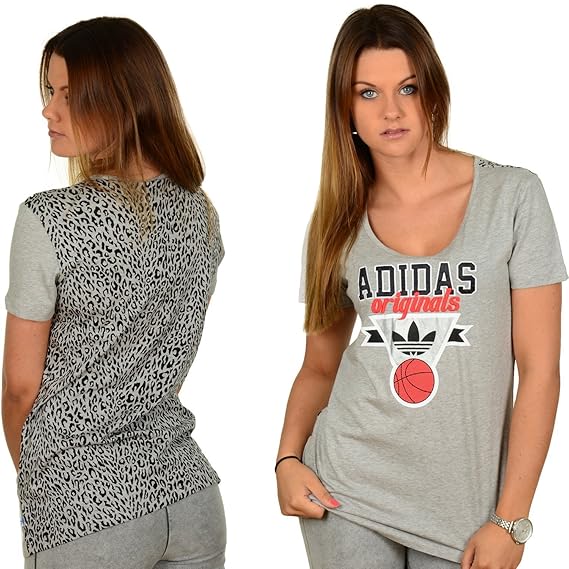 Back leopard addidas t-shirt grey