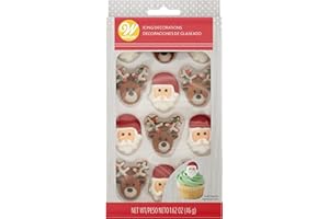 Wilton Reindeer, Santa Royal Icing Decorations, 12 Count