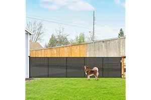 STCOCKIS Reinforced 42" Tall Retractable Dog Gate, 155" Extra Long Retractable Baby Gate with Support Rods - Prevent Crawling Under, Indoor/Outdoor Retractable Gate Extra Tall Baby Gate Retractable Fence/Black