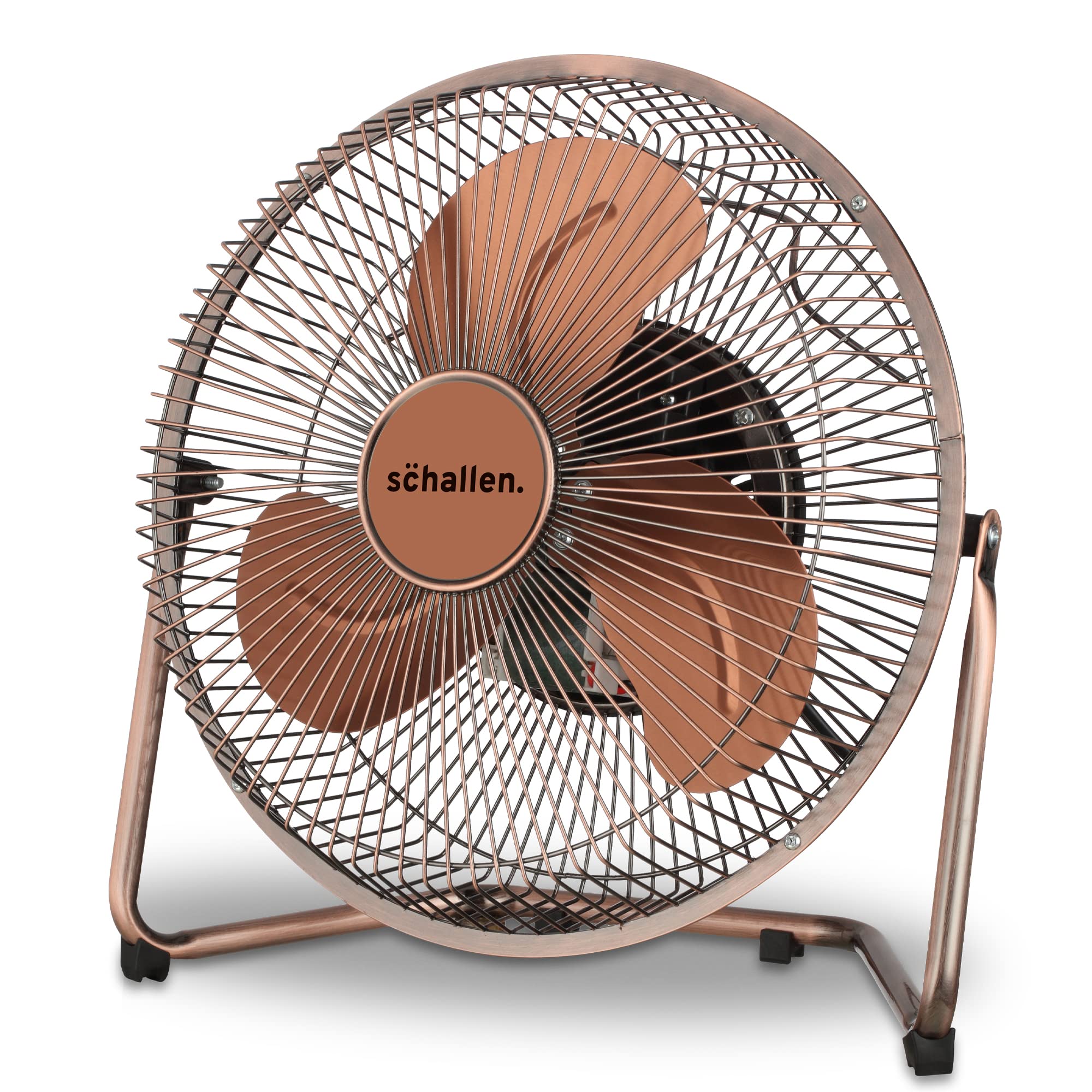 Schallen Small 9" Metal High Velocity Cold Air Circulator Adjustable Floor Fan with 3 Speed Settings (Copper)
