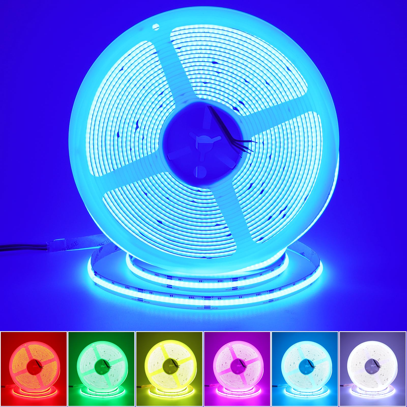 JOYLIT 10M 24V RGB COB LED Strip Indoor, 840LEDs/M High Density Continuous Flexible Colour Changing LED Tape Lights for Bedroom, Party, Club, Bar (Strip Light Only)