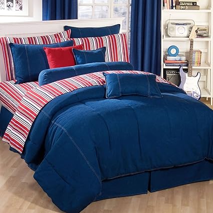 Amazon Com Black Forest Decor American Denim Comforter Queen