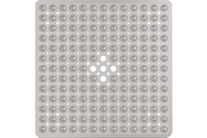 XIYUNTE Square Shower Mat Non Slip - 21 x 21inch Bath Shower Tub Mat, Square Bath Mats for Shower, Non Slip Bathtub Mats with Suction Cups and Drain Holes, Machine Washable, Clear Grey