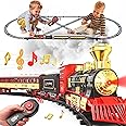 Hot Bee Christmas Train Set,Train Set for Toddlers 2-4,Train Toy with Remote Control,Christmas Train Sets for Around The Tree,Steam Locomotive,Lights,Sounds,Spray,Perfect Train Set for Kids Ages 4-8