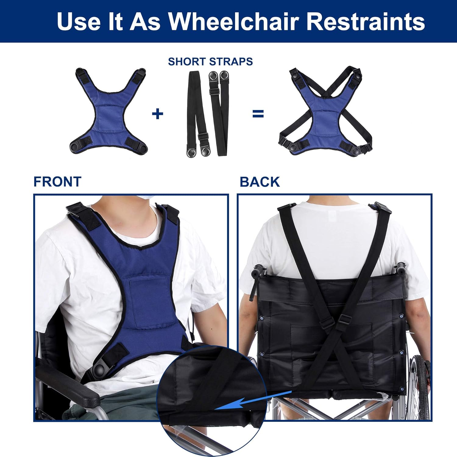 Wheelchair Seat Belt Bed Restraints Safety for Elderly Wheelchair Harness Adult Seatbelt Medical Hospital Straps Vest Soft Chest Lap Buddy Chairs Seniors Disable Patients Prevent Sliding: Furniture & Decor