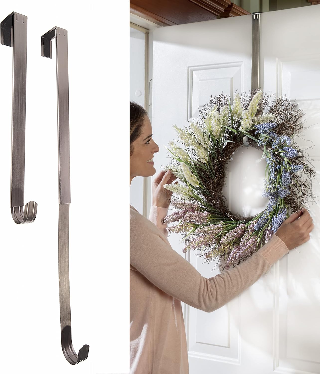 Wreath Hangers - Haute Decor Adapt Adjustable Length Wreath Hanger - Front or Back Door Decor Holder, Extends from 16.5