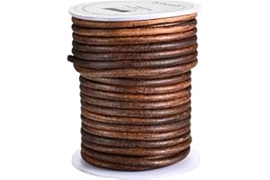Ecocaste Genuine Round Leather Cord – Crafting Supply for Necklaces & Bracelets, Jewelry Making (Dark Brown, 3mm)