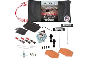 GLUETREAD MORE TREAD MORE TRACTION GlueTread Expedition All-Inclusive Off-Road Tire Repair Kit | Repair Any Kind of Tire Damage or Puncture | Includes Sidewall Tire Repair Patches, Plugs, and Colby Emergency Valve Stems