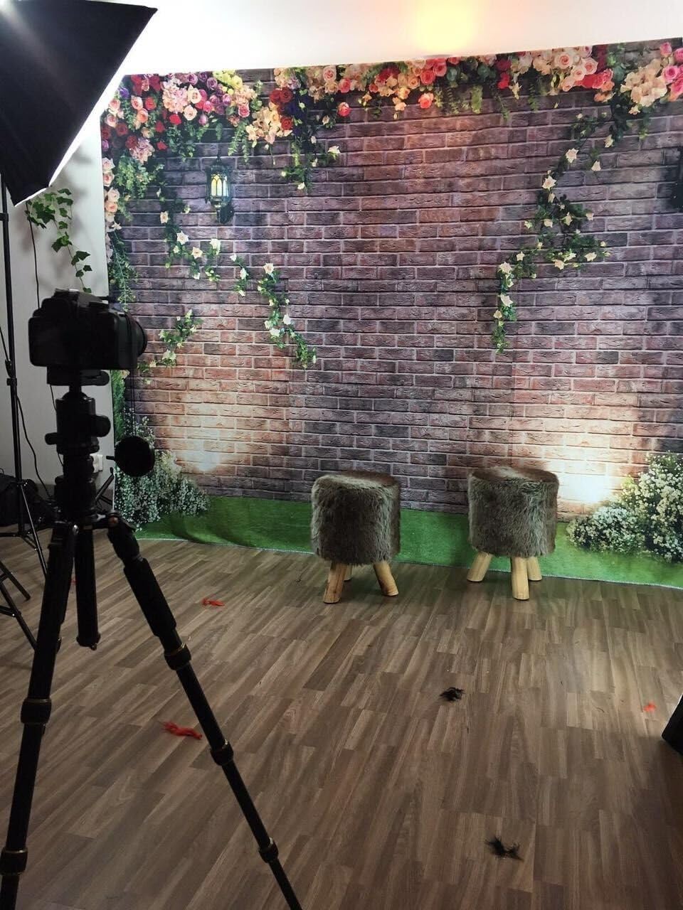 Wa Backdrop WaW Microfiber Washable 3m x 2m Flowers Wall Backdrop Photography Brick ...