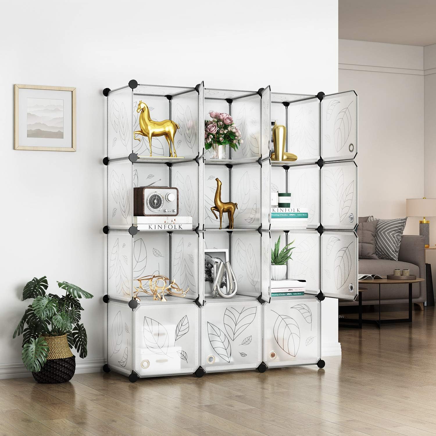 GREENSTELL Cube Storage Organizer, 12Cube Plastic Modular Closet