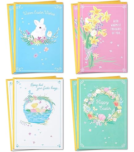 HOWAF 12 Happy Easter Cards Kit With Envelope Stickers,Happy Easter