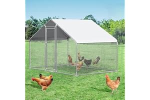 MODCART Large Metal Chicken Coop Chicken Run, Chicken Pen with Water-Resident and Anti-UV Cover, Duck Rabbit House Outdoor (9.8’ W x 9.8’ L x 6.4’ H)