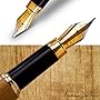 Antonio Da Parra(TM) Fountain Pen Calligraphy Writing Set - Premium Quality - Handcrafted Bamboo Vintage Collection with Ink Refill Converter Gold Medium Nib