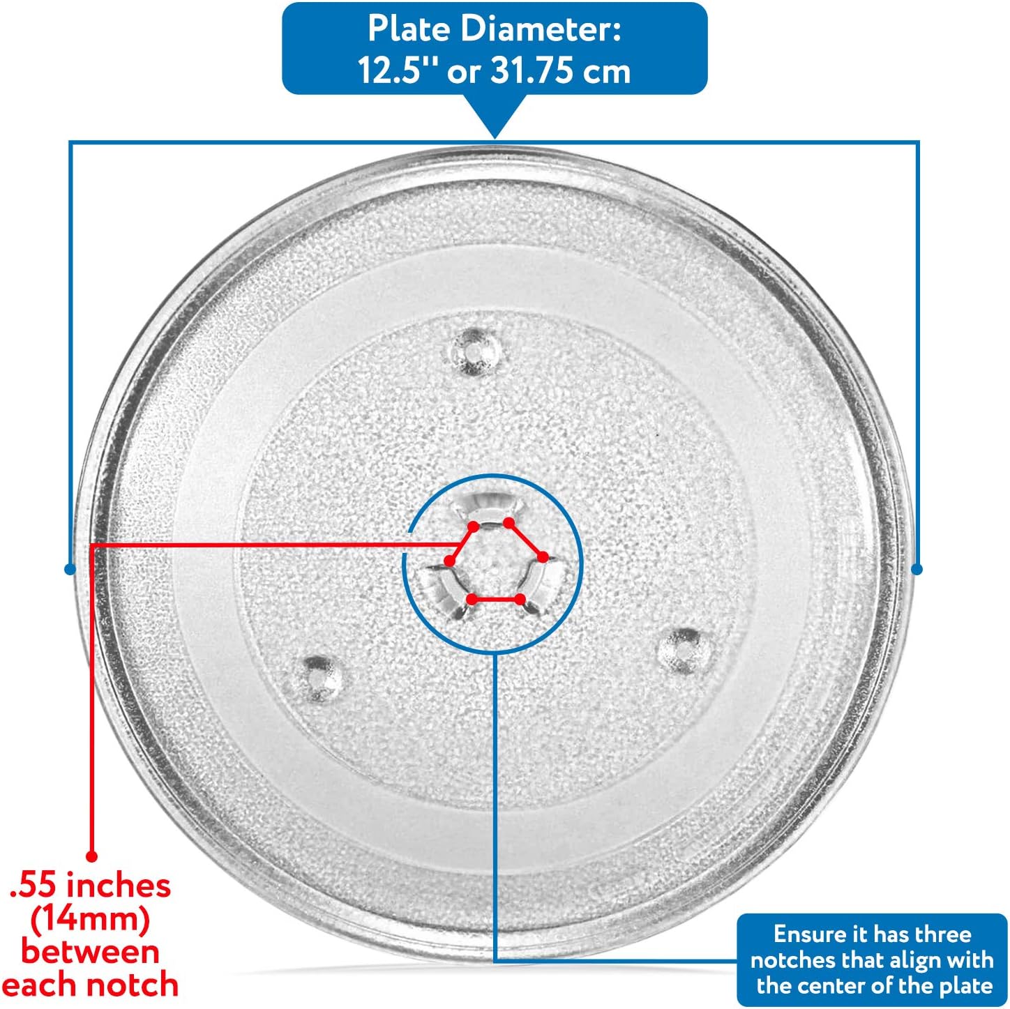 12.5" GE and Samsung -Compatible Microwave Glass Plate / Microwave Glass Turntable Plate Replacement - 12 1/2" Plate, Equivalent to G.E. WB39X10002 and WB39X10003: Kitchen & Dining