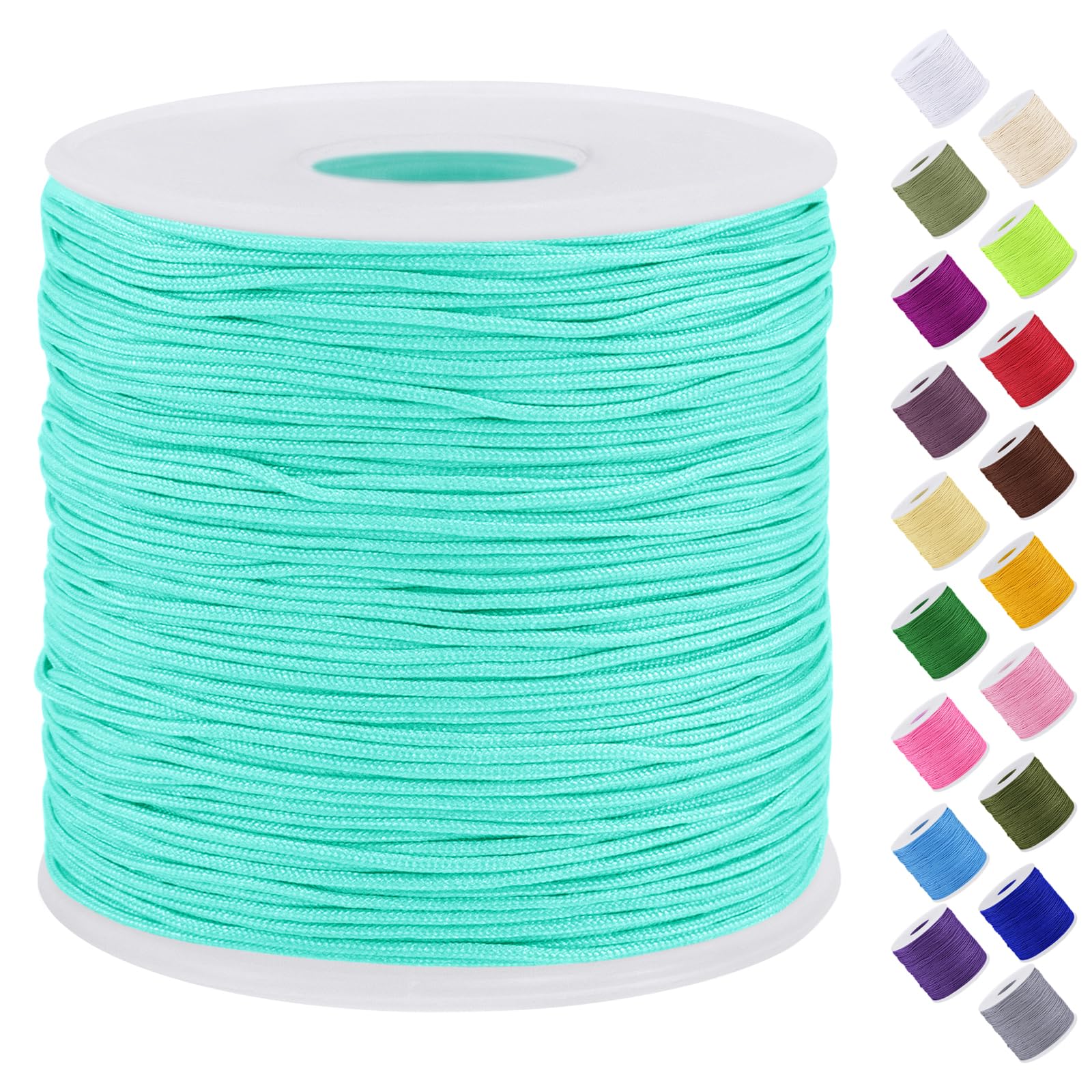 Uiopa Nylon Cord, 0.7mm x 131 Yards Nylon String for Bracelet Making, Beading Thread Bracelet Cord for Necklace, Jewellery Making, Macrame, DIY Crafts, Lake Blue