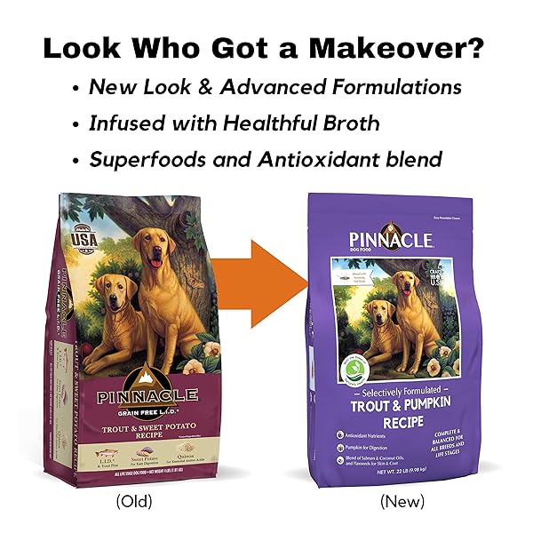 PINNACLE PET PINNACLE TROUT & PUMPKIN DRY DOG FOOD 4 LB, INFUSED WITH BROTH