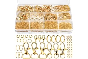 Teenitor 524PCS Key Chain Making Kit, Keychain Making Supplies Keychain Craft Supplies Key Chain Clips, Lanyard Snap Hooks, Key Rings and Jump Rings for Jewelry Lanyard Making, Gold