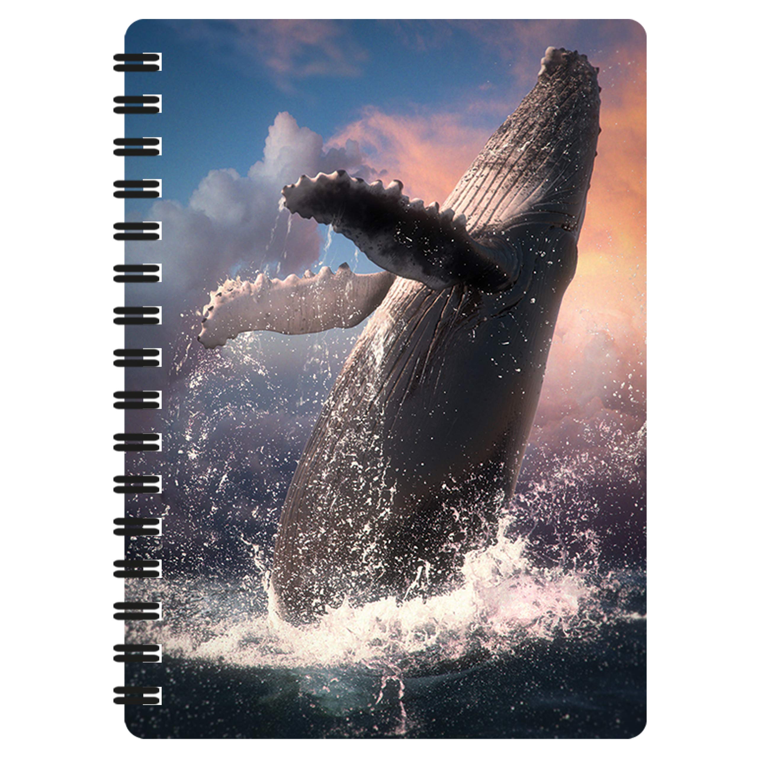 3D LiveLife Jotter - Whale Jump from Deluxebase. Spiral Bound A6 Notebook with 80 Plain Recycled Pages. Pocket Sized Animal Notepad, Journal or Drawing Book with Ocean Cover
