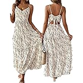 Narecte Women Summer Beach Dresses Spaghetti Strap Maxi Dress Flowy Casual Dress Bohemian Dresses for Vacation & Holiday