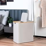efluky 140L Laundry Baskets with Lid Dual Compartments Light Grey view 7