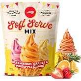 Snackathon Soft Serve Mix Variety Pack, 3 Fruity Flavors (Pineapple, Orange, Strawberry), Makes 3 Quarts, Dairy Free Powder Packets for Ice Cream Maker, Soft Serve Machine, Whip-Style Frozen Treats
