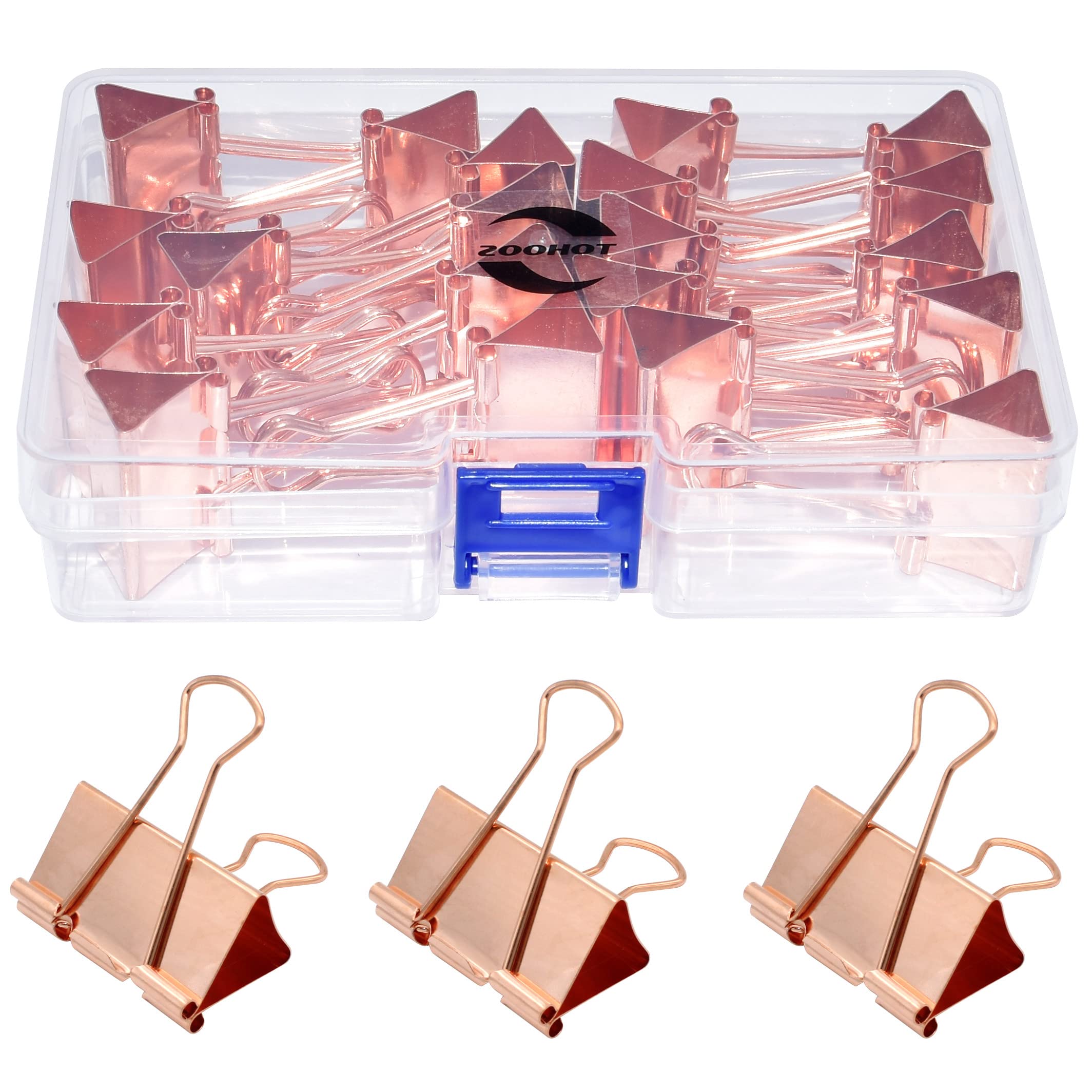 Rose Gold Binder Clips 32mm, Paper Clip for Office School and Home Supplies, 20 Count