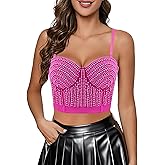 Haoohu Woment's Pearls Beaded Bustier Crop Top Club Party Push Up Sexy Corset Top Bra