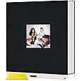 Popotop Photo Album Self Adhesive with Picture Display Window,40 Pages DIY Scrapbook Album for 4x6 8x10 Picture,Linen Cover Memory Book for Baby Wedding, with Scraper and Metallic Pen