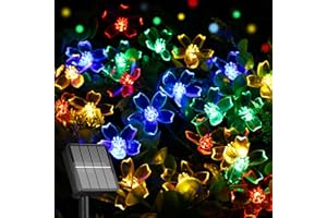 SELARLYT Solar String Lights for Outside,50 LED Solar Flower String Lights Outdoor Waterproof,Solar Powered Outdoor Decorative String Lights for Yard,Lawn,Fence,Flower Garden,Christmas Tree(Multi-Colored)
