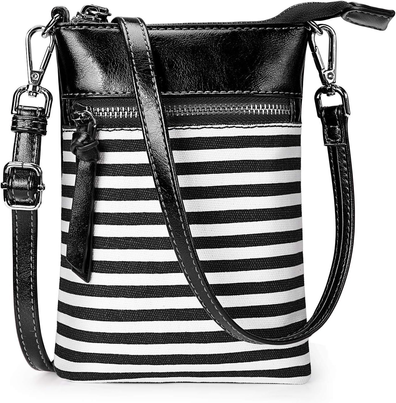 Newshows Women Lightweight Medium Canvas PU Leather Crossbody Bag with Tassel