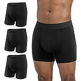REELINDRY Incontinence Underwear for Men Washable 3.0 oz Absorbent Protective Leak Proof Bladder Control Boxer Briefs 3 Pack (3 Black, M)