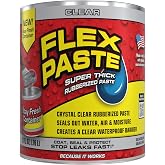 Flex Paste Rubberized Waterproof Sealant Paste, Clear, Quart | Super thick rubber paste, fills gaps, cracks, holes, works underwater, paintable, UV resistant, walls, drywall, roof, RV