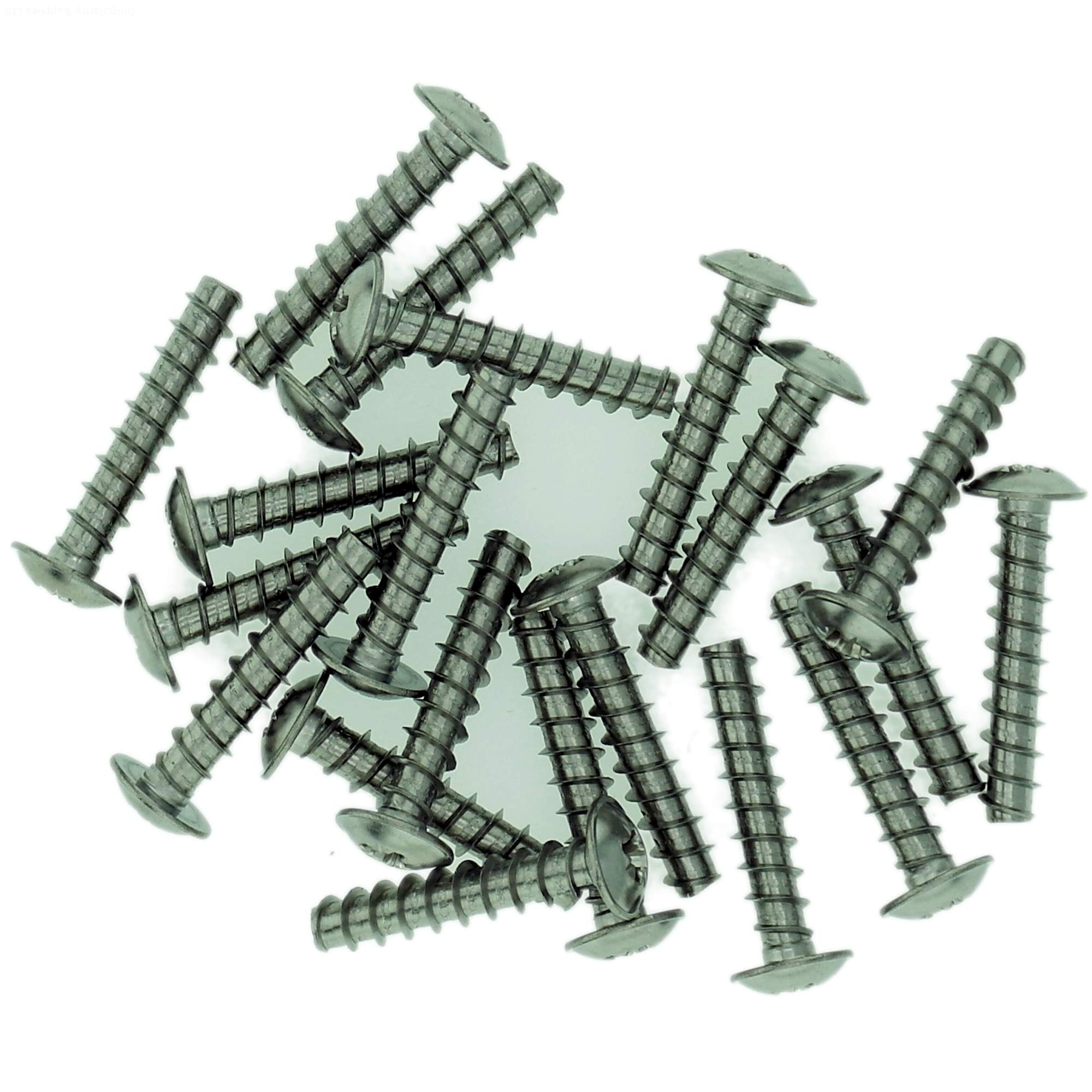 D3.5 (3.5mm x 25mm) Pozi Pan Screws for Plastic (Flanged - Trilobular) - Stainless Steel (A2) (Pack of 20)