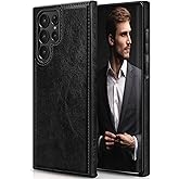 LOHASIC Case for Galaxy S23 Ultra, Classic Leather Elegant Texture Soft Back Cover Shockproof Protective Cases Compatible with Samsung Galaxy S23 Ultra 2023 New - Black