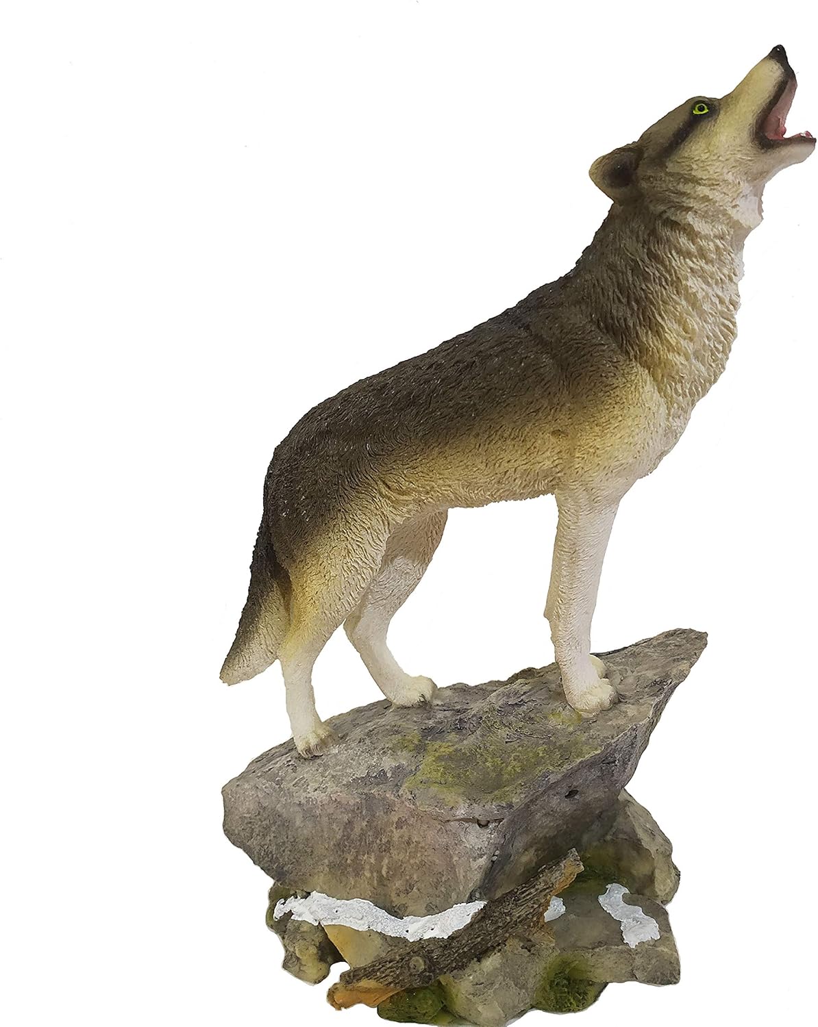 HOMERRY Howling Wolf Figurine on a Rock Grey Wolf Figure