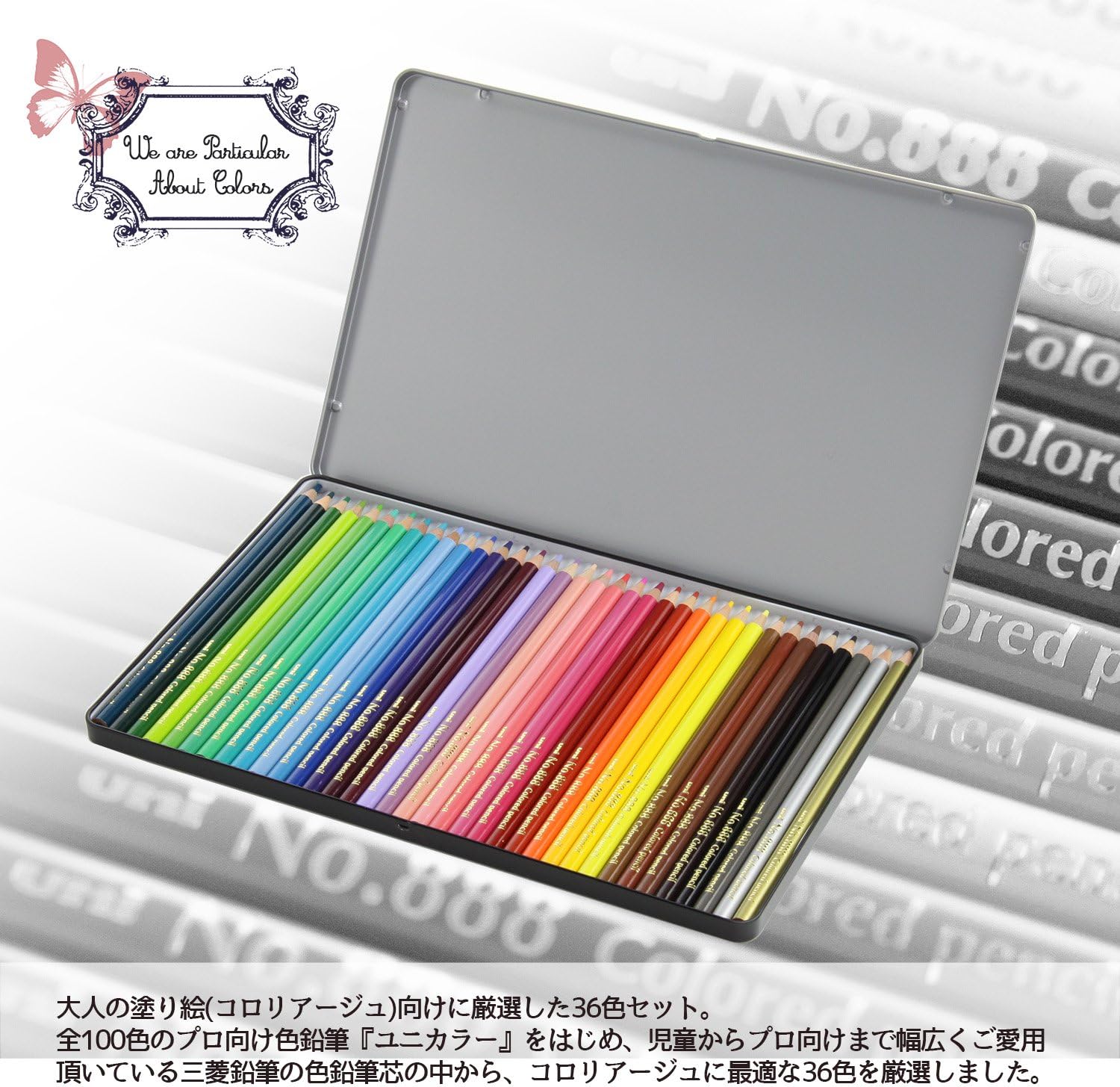 Uni Colour Pencil Tin Set of 36 Colours Premium Quality Pencils, Professional Pencils for Drawing Art Sketching - Image 3