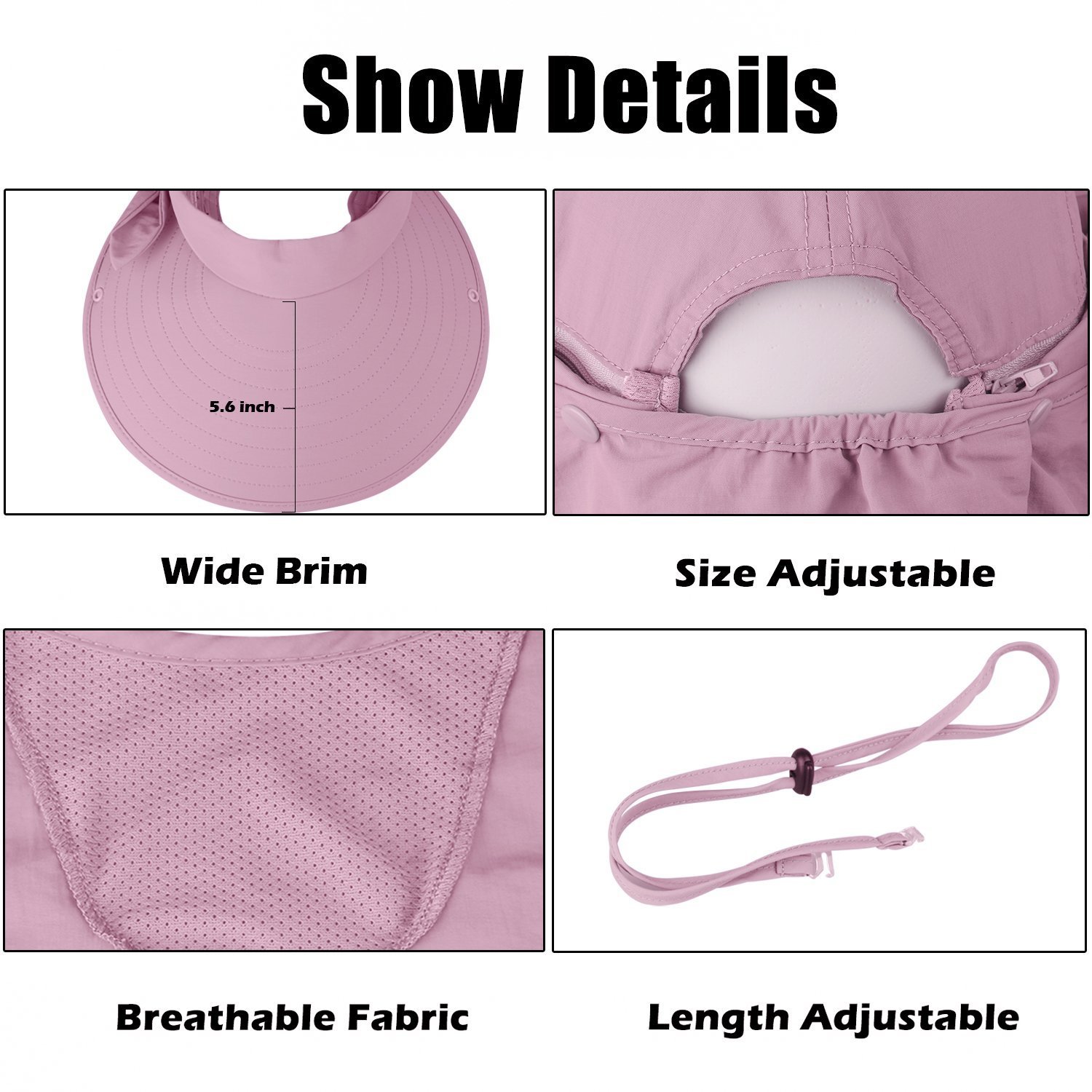 Women Sun Hat, Wide Brim Sun Hats, Sun Cap with Removable Neck Flap