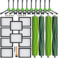 Replacement Parts for iRobot Roomba i3 i3+ i4 i4+ i5 i5+ i7 i7+ i8 i8+ j5 j5+ j7 E5 E6 E7 e, i, and j Series Robot Vacuums Replenishment Kit 2 Set Rubber Brushes,10 Vacuum Filters,10 Side Brushes