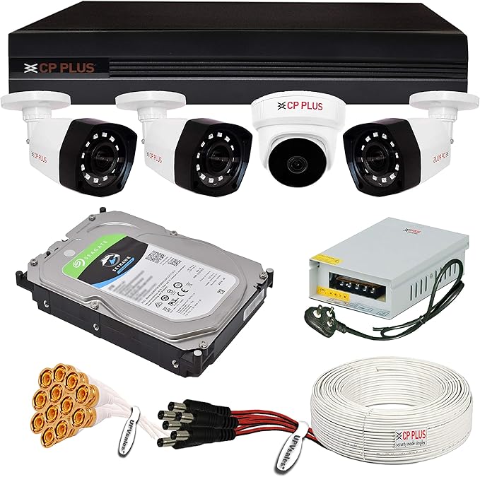 Buy CP Plus 5MP, H.265+, 4Camera Combo Kit with (4Ch DVR, 1 Dome 3