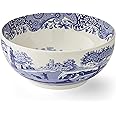 Portmeirion Blue Italian Deep Round Bowl | 10.75 Inch Porcelain Serving Bowl for Salad | Fruit Display Dish for Kitchen Counter | Microwave and Dishwasher Safe | Made in England