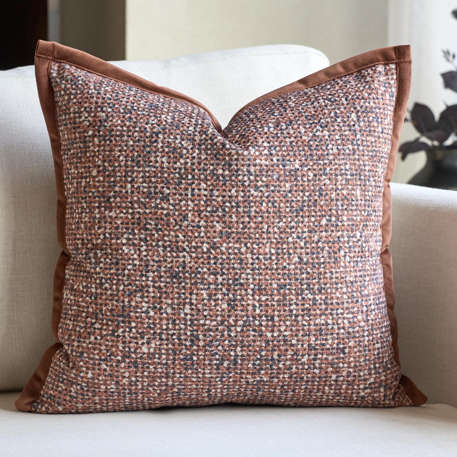 Photo 1 of Aeckself Pillow Cover 18x18 Inch, Vintage Gradient Color Polka Dots Decorative Square Throw Pillow Cover Neutral Accent Pillowcase for Couch Bedroom Living Room, Light Brown